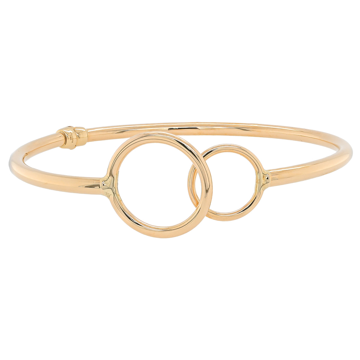 14K Yellow Gold Double Circle Hinged Bangle Bracelet