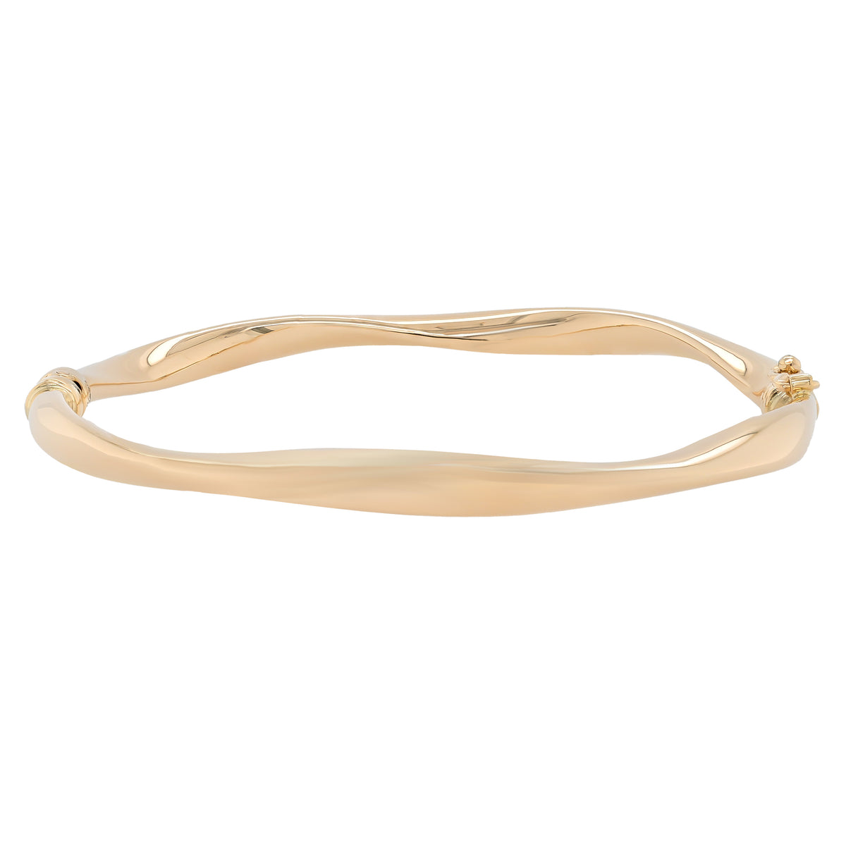 14K Yellow Gold Twisted Hinged Bangle Bracelet