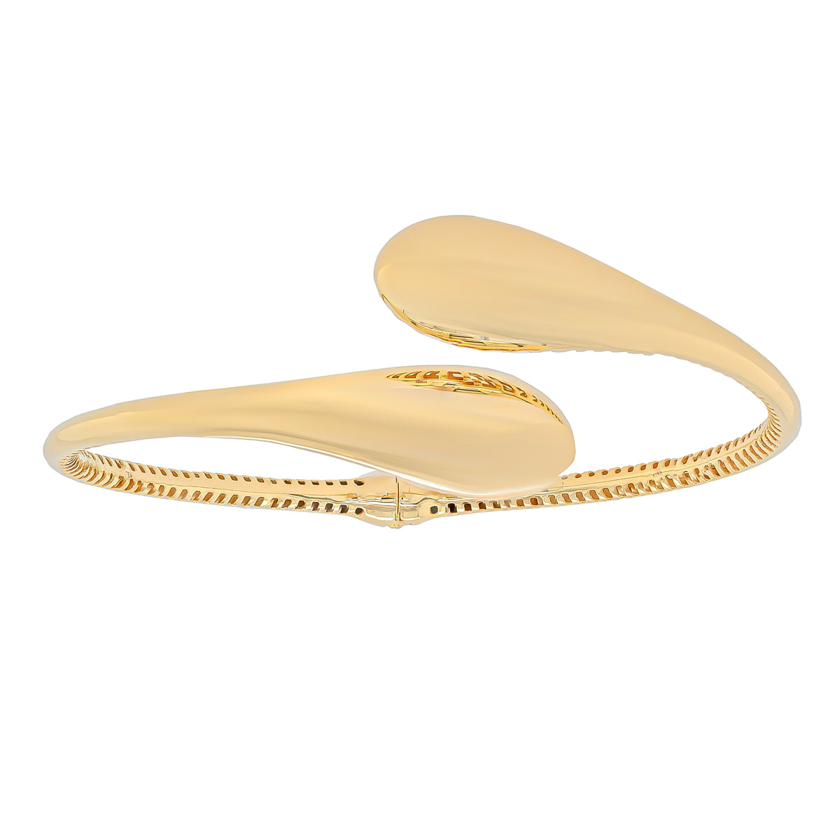 14K Yellow Gold Teardrop Hinged Bangle Bracelet
