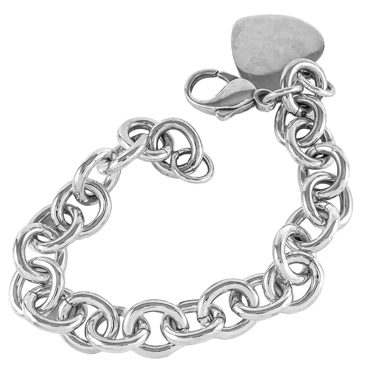 Sterling Silver Heart Charm Bracelet 7 1/2 inch