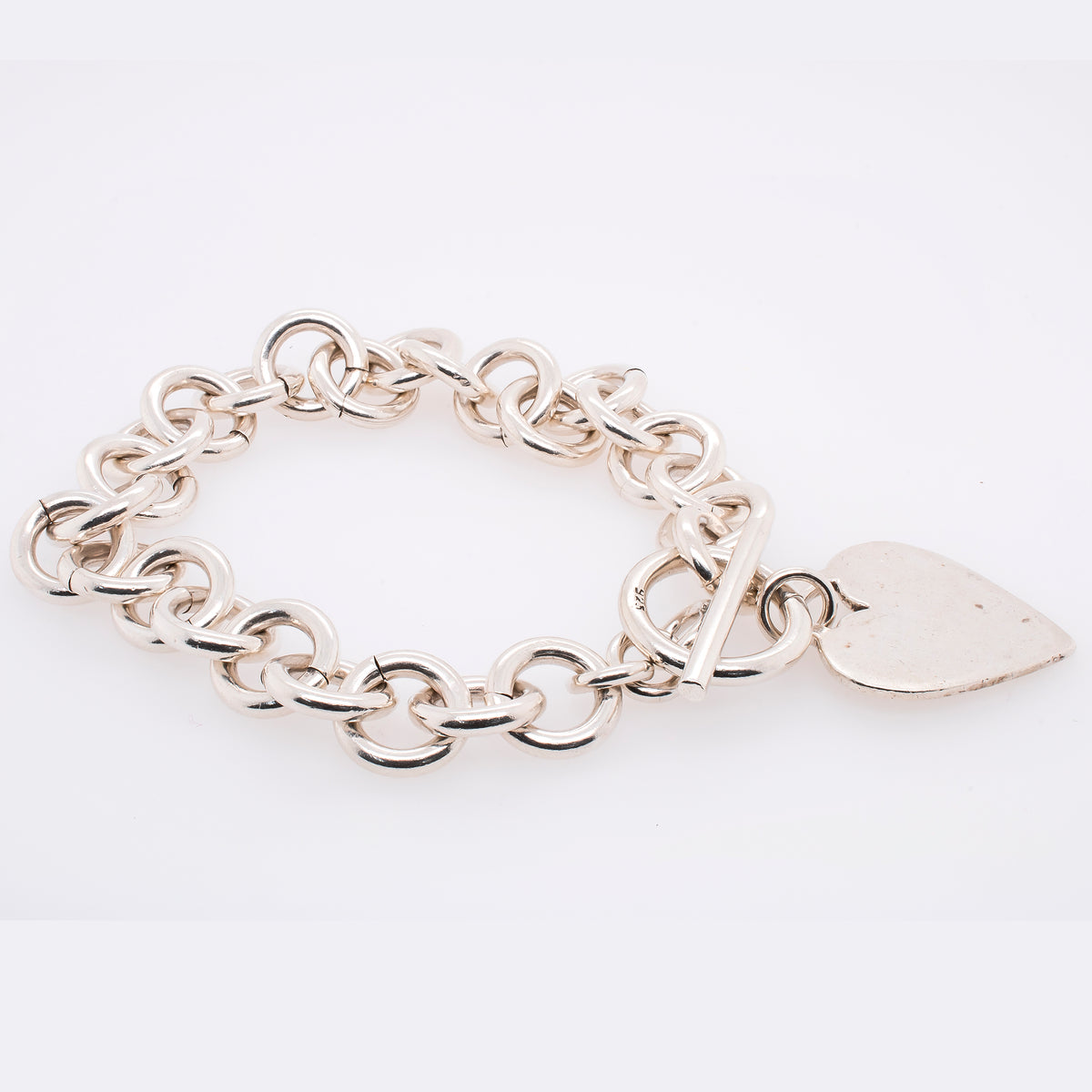 Sterling Silver Heart Charm Bracelet 7 1/2 inch
