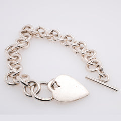 Sterling Silver Heart Charm Bracelet 7 1/2 inch, view 2