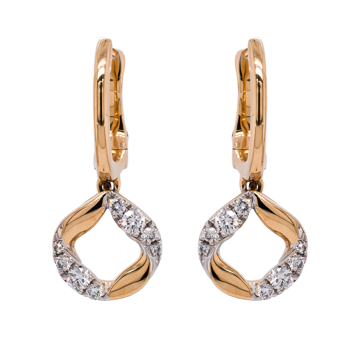14K Two-Tone Diamond Kiss Dangle Earrings | LeeBrant
