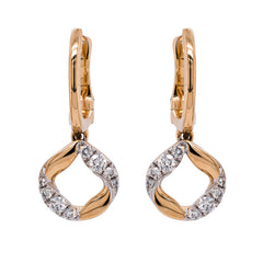 14K Yellow and White Gold Diamond Fashion Earrings, view 1