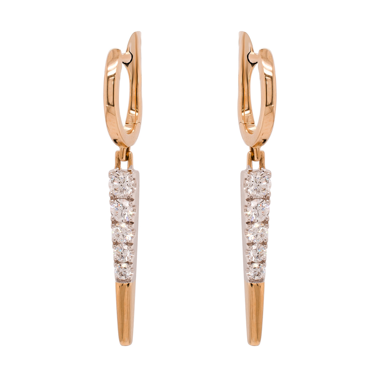 14K Yellow and White Gold Diamond Dagger Earrings