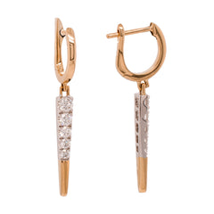 14K Yellow and White Gold Diamond Dagger Earrings, view 2