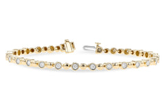 14K Yellow Gold Bezel Diamond and Ball Tennis Bracelet, view 3