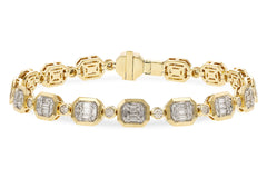 14K Yellow Gold Diamond Emerald Shaped Bracelet, view 2