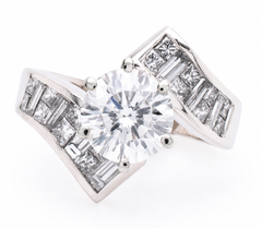 18K White Gold Bypass Diamond Semi-Mount Ring with Variable Mount, view 3