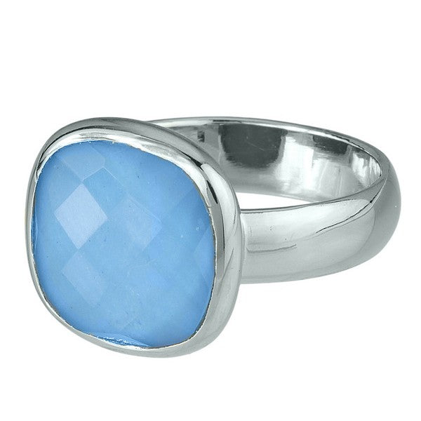 Sterling Silver Turquoise Square Bezel Set Ring