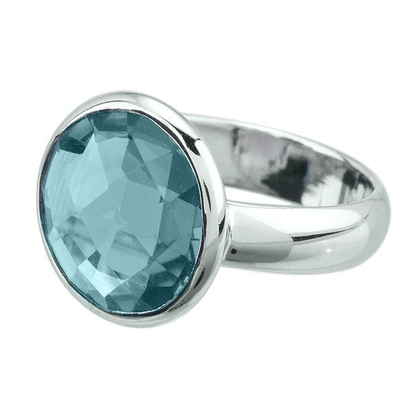 Sterling Silver Blue Topaz Round Bezel Set Ring