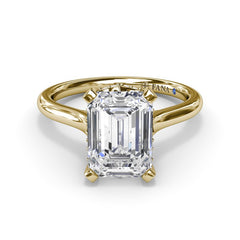 14K Yellow Gold 2CT Emerald Hidden Halo Diamond Engagement Ring, view 1