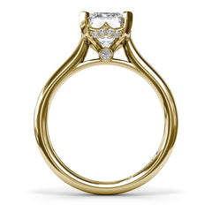 14K Yellow Gold 2 CT Emerald Cut Hidden Halo Engagement Ring Setting | G VS, view 3