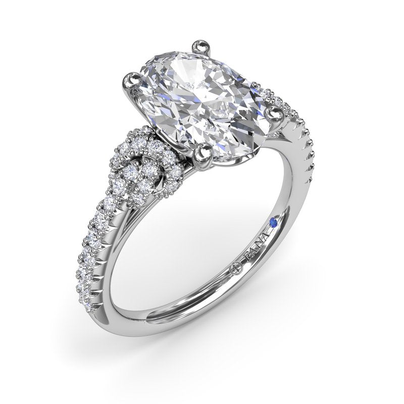 14K White Gold 2 CT Oval Love Knot Diamond Engagement Ring Setting | G VS