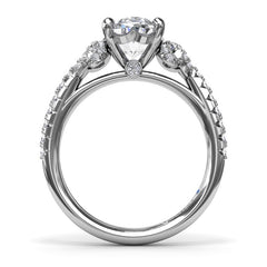 14K White Gold 2CT Oval Love Knot Diamond Engagement Ring, view 3