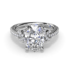 14K White Gold 2CT Oval Love Knot Diamond Engagement Ring, view 2