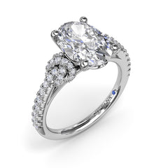 14K White Gold 2CT Oval Love Knot Diamond Engagement Ring, view 1