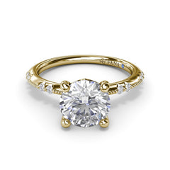 14K Yellow Gold 2CT Round Milgrain Knife-Edge Round Diamond Engagement Ring, view 2