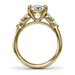 14K Yellow Gold 2CT Oval Diamond Engagement Ring with Marquise Side Stones, view 3