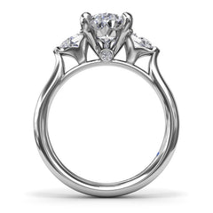 14K White Gold Three-Stone Pear Diamond Engagement Ring, view 3