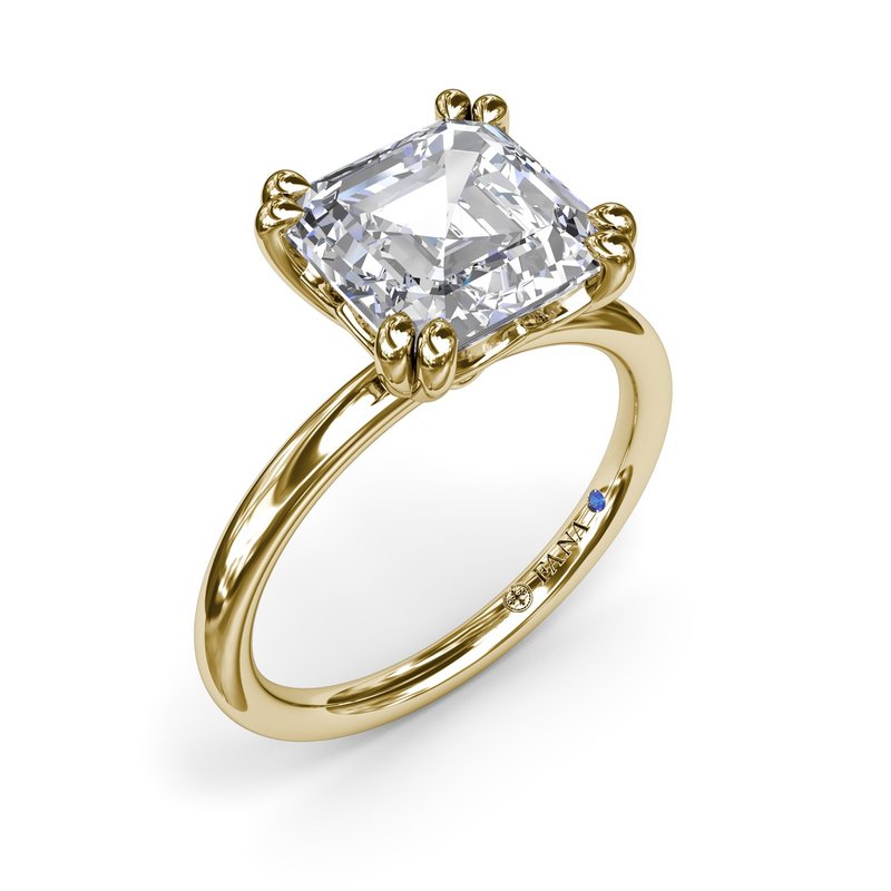 14K Yellow Gold 2CT Asscher Cut Diamond Engagement Ring