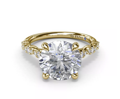 14K Yellow Gold Semi Mount 1.5CT Petite Pave Diamond Engagement Ring, view 2