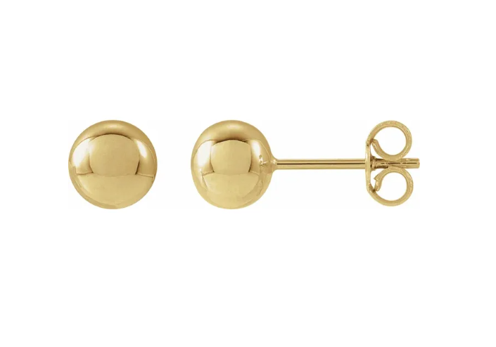 14K Yellow Gold 6mm Ball Stud Earrings
