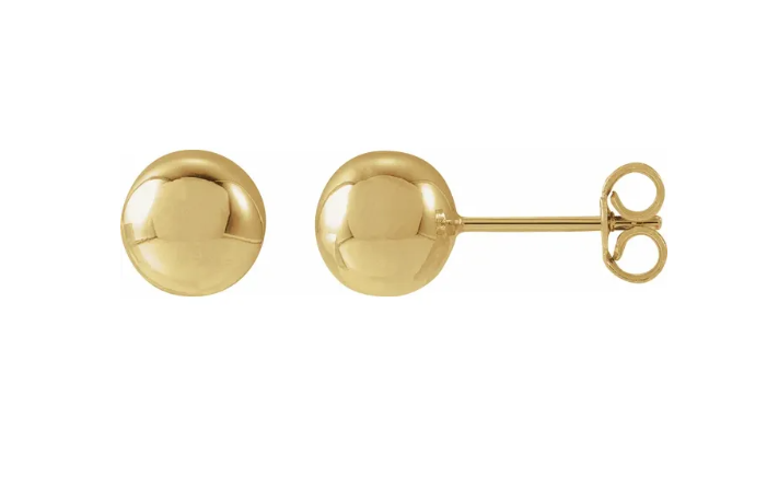 14K Yellow Gold 7mm Ball Stud Earrings