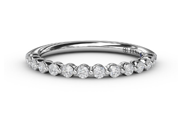 14K White Gold Single Shared Prong Natural Diamond Wedding Band | 0.28 CTW
