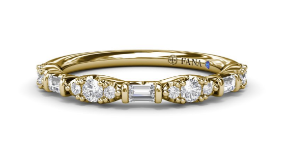 14K Yellow Gold Emerald and Diamond Cluster Wedding Band | 0.299 CTW