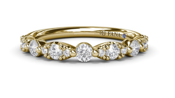 14K Yellow Gold Round and Custer Natural Diamond Wedding Band | 0.452 CTW