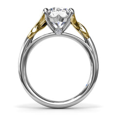 14K White and Yellow Gold Semi-Mount 2CT Smooth Love Knot Diamond Engagement Ring, view 2