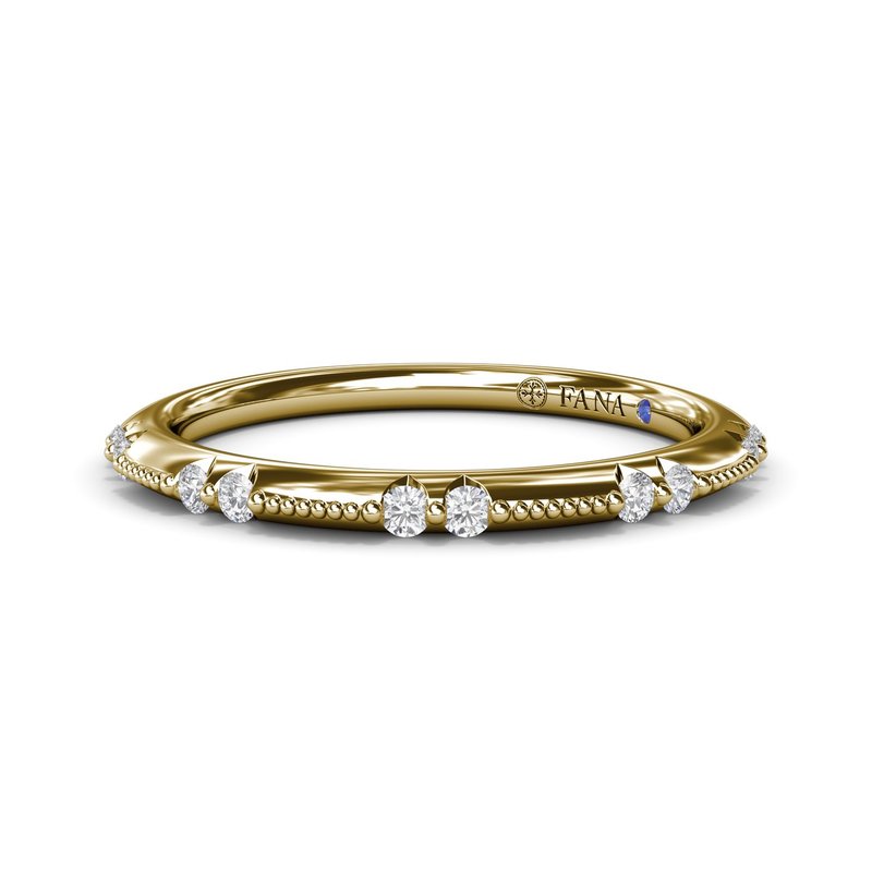14K Yellow Gold Diamond Milgrain Knife Edge Wedding Band | .14 CTW
