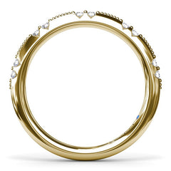14K Yellow Gold Milgrain Knife Edge Diamond Wedding Band, view 2