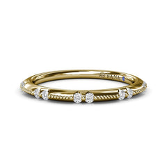 14K Yellow Gold Milgrain Knife Edge Diamond Wedding Band, view 1