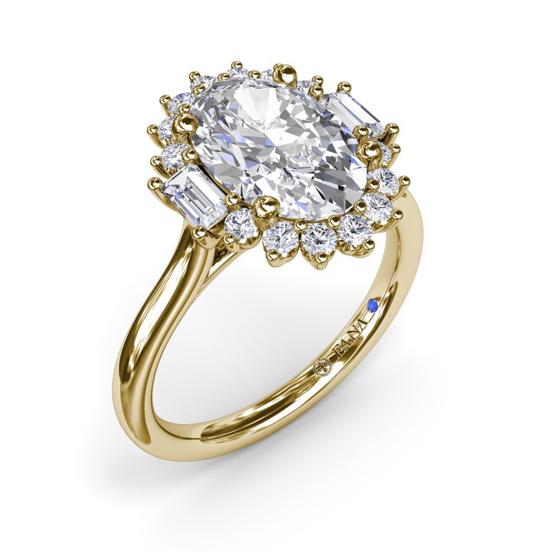 14K Yellow Gold 2CT Oval Modern Edge Diamond Engagement Ring