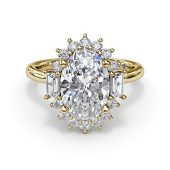 14K Yellow Gold 2CT Oval Modern Edge Diamond Engagement Ring, view 2