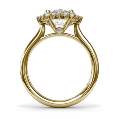14K Yellow Gold 2CT Oval Modern Edge Diamond Engagement Ring, view 3