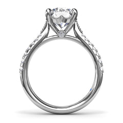 14K White Gold 2CT Round Thin Milgrain Graduated Diamond Engagement Ring, view 3