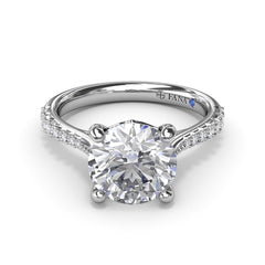 14K White Gold 2CT Round Thin Milgrain Graduated Diamond Engagement Ring, view 2