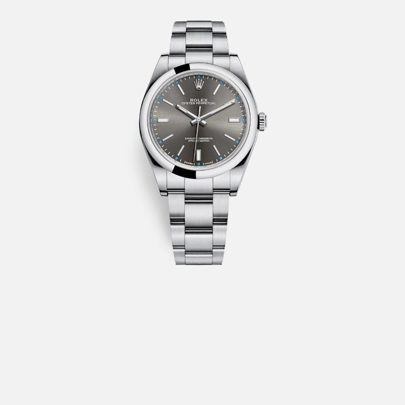 A polished steel Rolex Oyster Perpetual with its case and bracelet restored to a bright finish