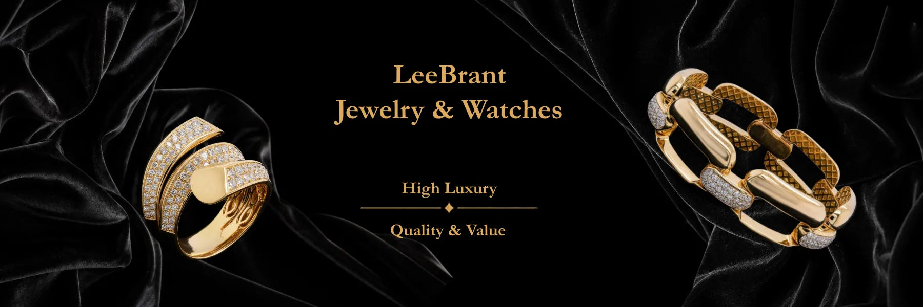 LeeBrant Jewelry & Watches, High Luxury, Quality & Value: a jewelry arrangement on a dark field