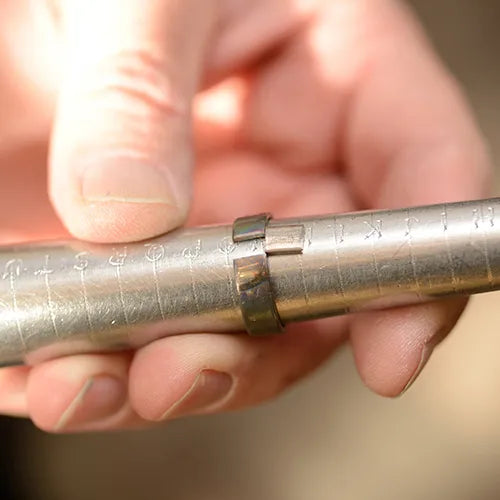Ring being measured for resizing