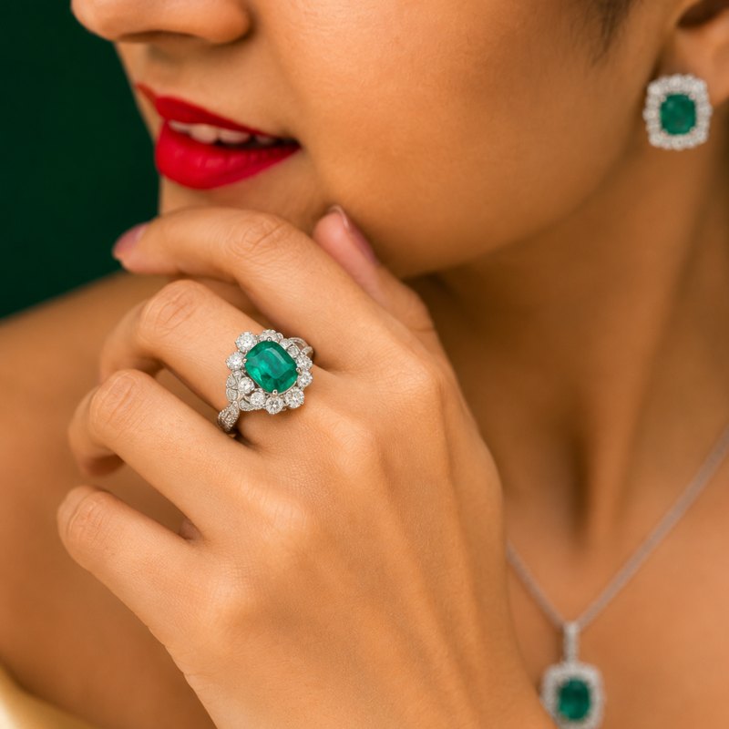 Emerald and diamond ring from the LeeBrant collection